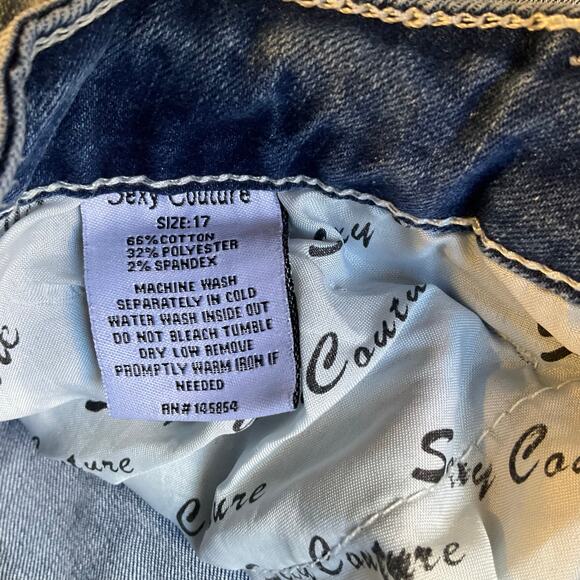 Sexy Couture Women Jeans size 17 Blue Mid Rise Straight Leg Slightly Flared - Picture 7 of 13